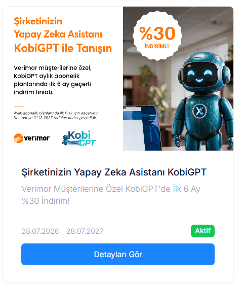 30% off the first 6 months of KobiGPT for Verimor customers